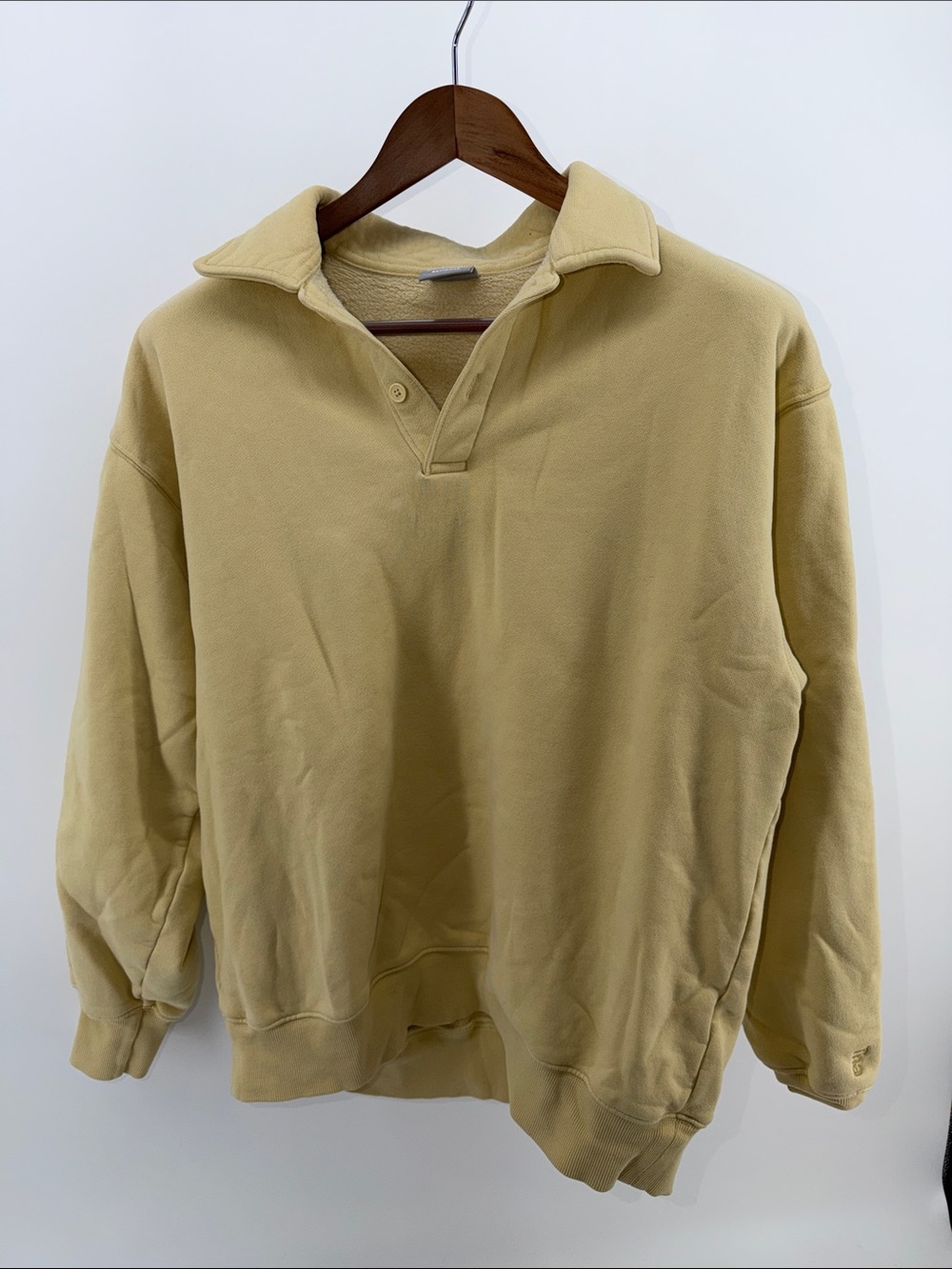 Aritzia Soft Collared Pullover Sweatshirt - Pale Yellow